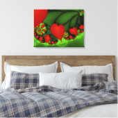 Toile Coeurs rouges Lime vert Moderne Art Abstrait fract (Insitu(Chambre))