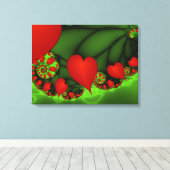 Toile Coeurs rouges Lime vert Moderne Art Abstrait fract (Insitu (Plancher de Bois))
