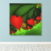Toile Coeurs rouges Lime vert Moderne Art Abstrait fract (Insitu (Plancher de Bois))