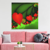 Toile Coeurs rouges Lime vert Moderne Art Abstrait fract (Insitu(Salon))