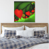 Toile Coeurs rouges Lime vert Moderne Art Abstrait fract (Insitu(Chambre))