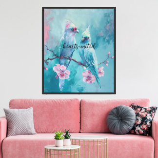 Toile Coeurs United Turquoise Birds Canvas Imprimer