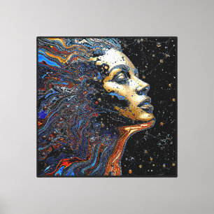 Toile "Cognition Céleste" – Un Portrait Surréaliste
