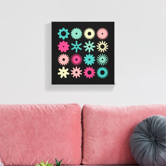 Toile Cogs - Couleurs 01 - sur Noir (Insitu(Salon))