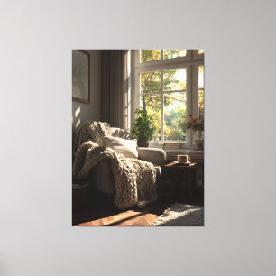 Toile Coin Automnal avec Fauteuil Beige