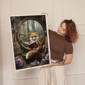 Toile Coin Lecture Fantaisiste Renard de Librairie