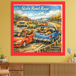 Toile Colère de paresseux sur la route – Aquarelle inspi