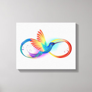 Toile Colibri arc-en-ciel avec symbole d'infini