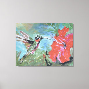 Toile Colibri et Fleur Tropicale