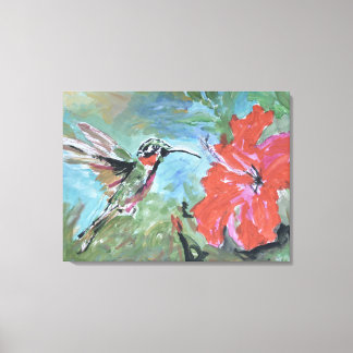 Toile Colibri et Fleur Tropicale