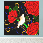 Toile Colibri et Roses (Insitu (Plancher de Bois))