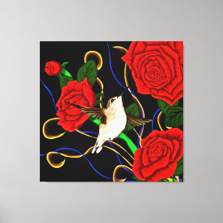 Toile Colibri et Roses
