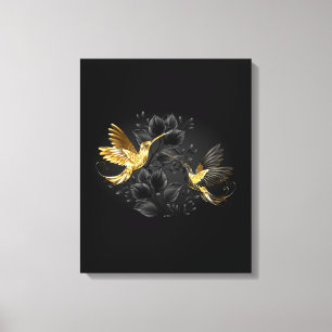 Toile Colibri noir et or