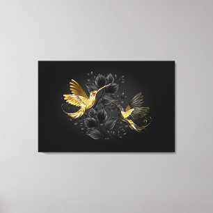 Toile Colibri noir et or