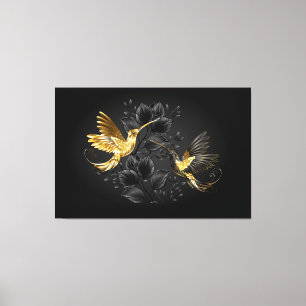 Toile Colibri noir et or