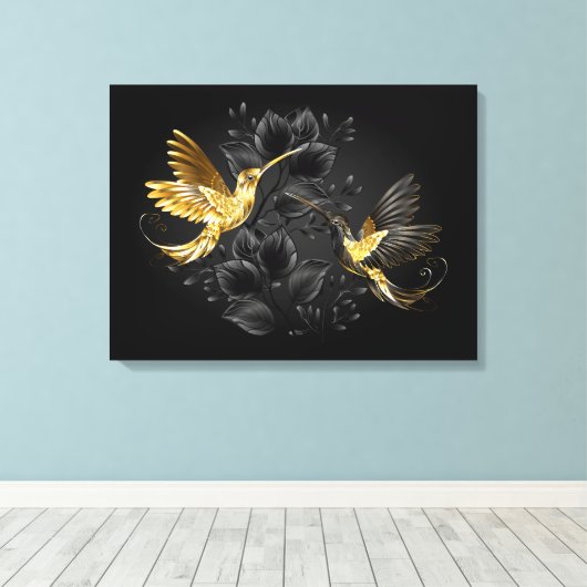 Toile Colibri noir et or (Insitu (Plancher de Bois))