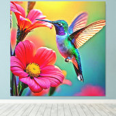 Toile Colibri vibrant au coucher du soleil (Insitu (Plancher de Bois))