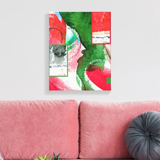 Toile collage d'art abstrait, milieux mixtes et aquarell (Insitu(Salon))