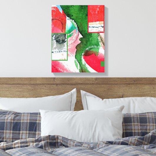 Toile collage d'art abstrait, milieux mixtes et aquarell (Insitu(Chambre))