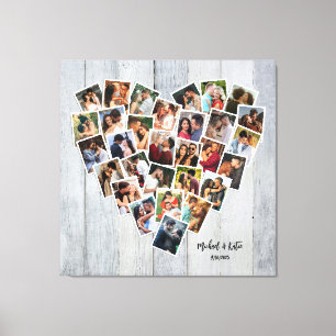 Toile Collage de 30 photos en forme de cœur pour couple