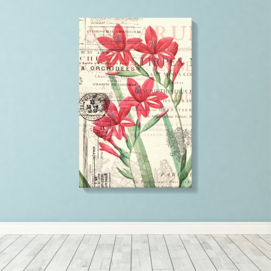 Toile Collage de fleurs rouges (Insitu (Plancher de Bois))