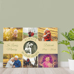Toile Collage de photos commémoratives Toujours dans nos<br><div class="desc">Collage photo commémoratif en souvenir d'un ami ou d'un membre de la famille. Le texte du centre se lit "Dans la mémoire aimante" et "Toujours dans nos coeurs" avec le nom et la durée de vie de votre être aimé. Le modèle photo est configuré pour ajouter 7 de vos photos...</div>