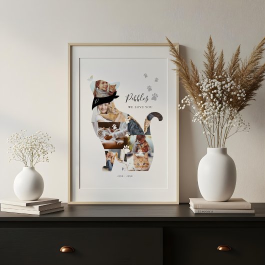 Toile Collage de photos de chat en souvenir affectueux M