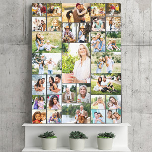 Toile Collage de photos de famille 31 Photo Gris foncé
