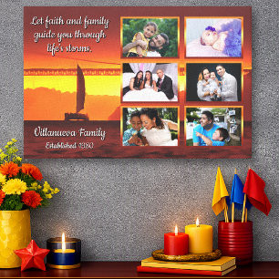 Toile Collage de photos de famille au coucher du soleil