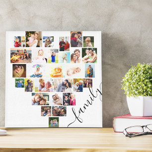 Toile Collage de photos de famille en forme de cœur peti