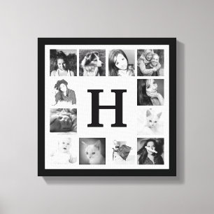 Toile Collage de photos de famille moderne avec monogram