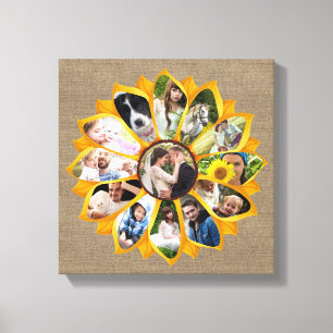 Toile Collage de photos de famille Sunflower Burlap 13 p