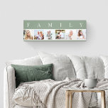 Toile Collage de photos de la FAMILLE 6 photo Vert et na<br><div class="desc">Impression de toile étirée personnalisée avec le mot FAMILY en haut de vos photos. Le modèle photo est configuré pour vous pour ajouter 6 de vos photos préférées, qui sont affichées en format carré dans un style simple, style bande, collage photo. Cette pièce d'art murale élégante et élégante a une...</div>