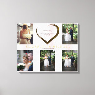 Toile Collage de photos de mariage avec citation simple