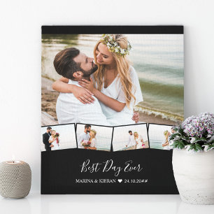 Toile Collage de photos de mariage en zigzag sur mesure
