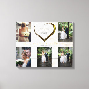 Toile Collage de photos de mariage rustique simple citat