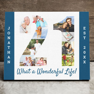 Toile Collage de photos défini dans le numéro 21 Blue 