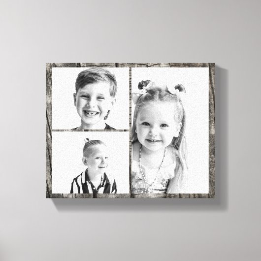 Toile Collage de photos en bois foncé (Recto)