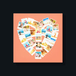 Toile Collage de photos en forme de coeur Photos de fami<br><div class="desc">Transformez vos photos et clichés préférés en souvenir précieux. Ce mur de toile enveloppé est prêt pour vous à télécharger 28 photos. Les photos sont disposées en forme de coeur dans de simples cadres photo instantanés blancs. Le collage est fixé contre un arrière - plan de couleur melon ou corail....</div>