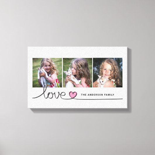 Toile Collage de photos personnalisées avec écriture Lov (Recto)