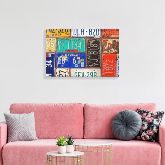 Toile collage de plaque d'immatriculation rouille rétro (Insitu(Salon))