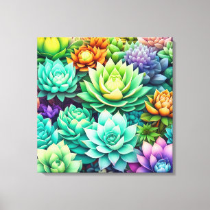 Toile Collage de succulents colorés