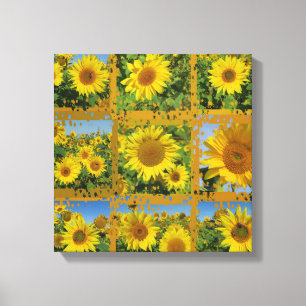 Toile Collage de tournesols jaunes en été, joyeux