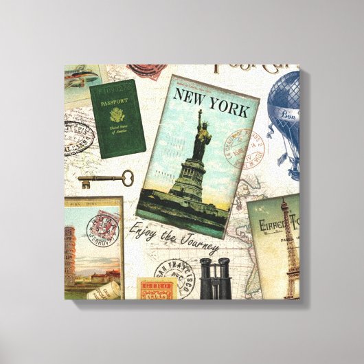 Toile collage de voyage vintage moderne (Recto)