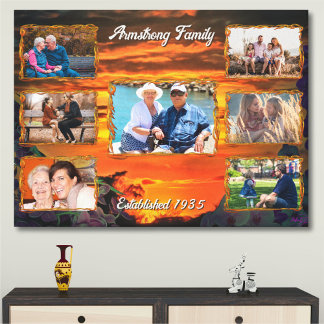 Toile Collage du coucher de soleil de famille 2584 Art