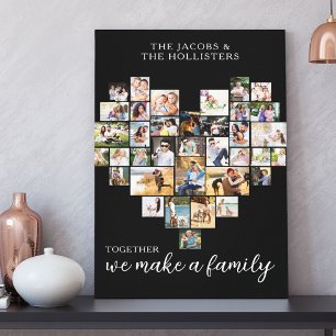 Toile Collage Familial en Forme de Coeur avec 36 P