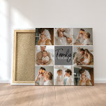 Toile Collage familial photo et cadeau gris personnalisé<br><div class="desc">Créez un collage familial magnifique et personnalisé avec huit photos, accompagné d'un nom de famille personnalisé en gris. Ce cadeau unique et réfléchi est parfait pour commémorer des moments spéciaux et célébrer l'amour et le lien au sein d'une famille. Le collage présente huit photos soigneusement sélectionnées que vous pouvez fournir,...</div>