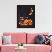 Toile Collage faunique avec renard, hérisson et lune d'a (Insitu(Salon))