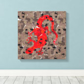 Toile Collage Lézard Rouge (Insitu (Plancher de Bois))
