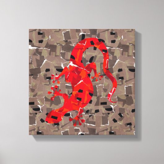 Toile Collage Lézard Rouge (Recto)